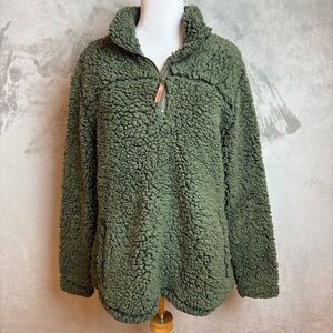 Alpine Design Cozy Green Sherpa 1/4 Zip Pullover Wmn’s Sz L